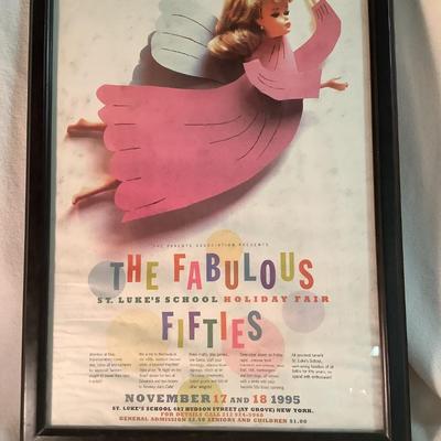 Barbie promoting The Fabulous Fifties in NY, poster with nice frame  17"H  13"W