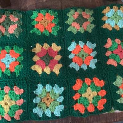 Crocheted Pillowcases -2. Green rectangular with pillow 18