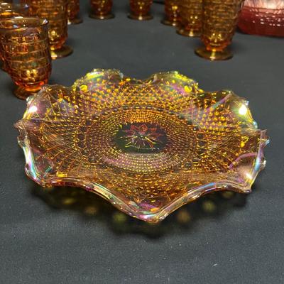 Amber & Pink Colored & Carnival Glass Dishes (M-RG)