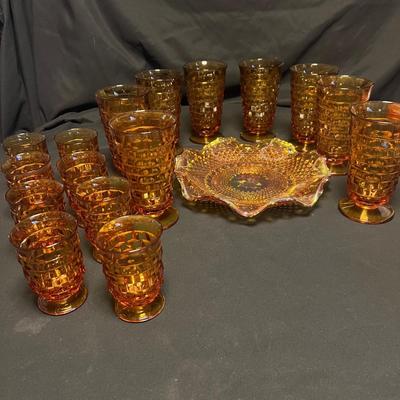 Amber & Pink Colored & Carnival Glass Dishes (M-RG)