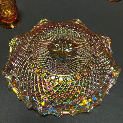 Amber & Pink Colored & Carnival Glass Dishes (M-RG)