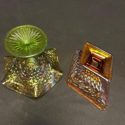 Amber & Pink Colored & Carnival Glass Dishes (M-RG)