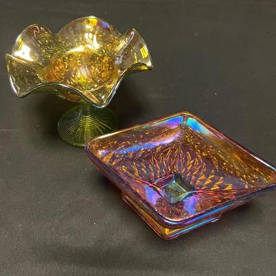 Amber & Pink Colored & Carnival Glass Dishes (M-RG)