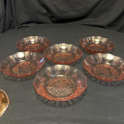 Amber & Pink Colored & Carnival Glass Dishes (M-RG)