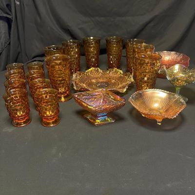 Amber & Pink Colored & Carnival Glass Dishes (M-RG)