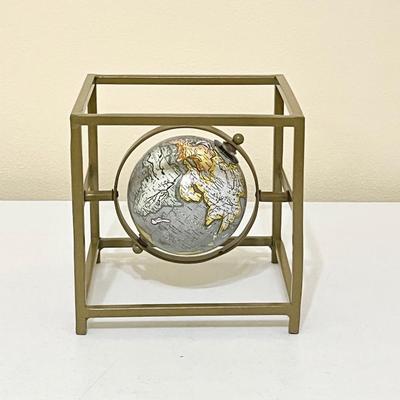 Rotating Square Gold Metal Frame Globe