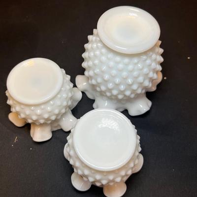 Hobnail Milk Glass Lamp, Vases & Dishes (M-RG)