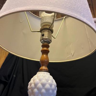 Hobnail Milk Glass Lamp, Vases & Dishes (M-RG)