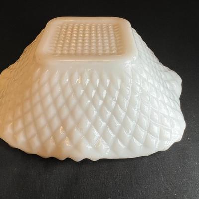 Hobnail Milk Glass Lamp, Vases & Dishes (M-RG)
