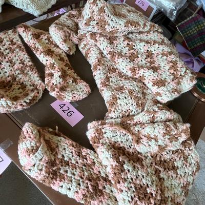 Crochet Afghan Pink/ Brown