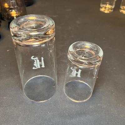 Monogrammed â€˜Hâ€™ Glasses, Coasters & Pitcher (M-RG)