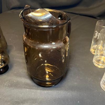 Monogrammed â€˜Hâ€™ Glasses, Coasters & Pitcher (M-RG)