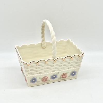 LENOX ~ Porcelain Gold Trim Butterfly & Floral Basket