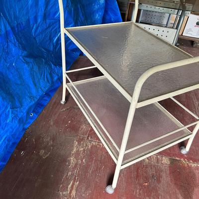 Industrial Rolling Metal/Glass Desk Plus Rolling Cart (OB1-RG)
