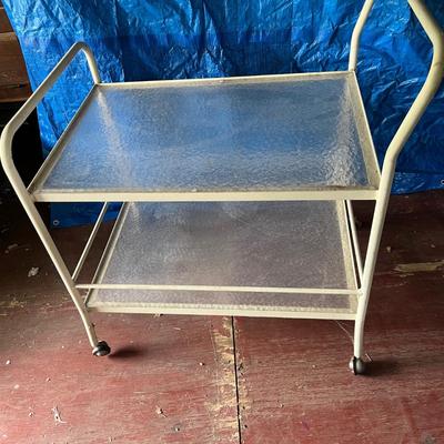 Industrial Rolling Metal/Glass Desk Plus Rolling Cart (OB1-RG)