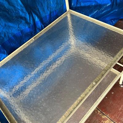 Industrial Rolling Metal/Glass Desk Plus Rolling Cart (OB1-RG)