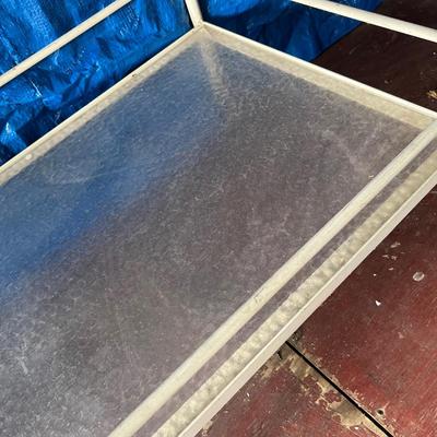 Industrial Rolling Metal/Glass Desk Plus Rolling Cart (OB1-RG)