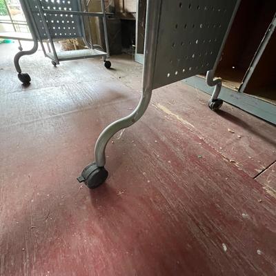 Industrial Rolling Metal/Glass Desk Plus Rolling Cart (OB1-RG)