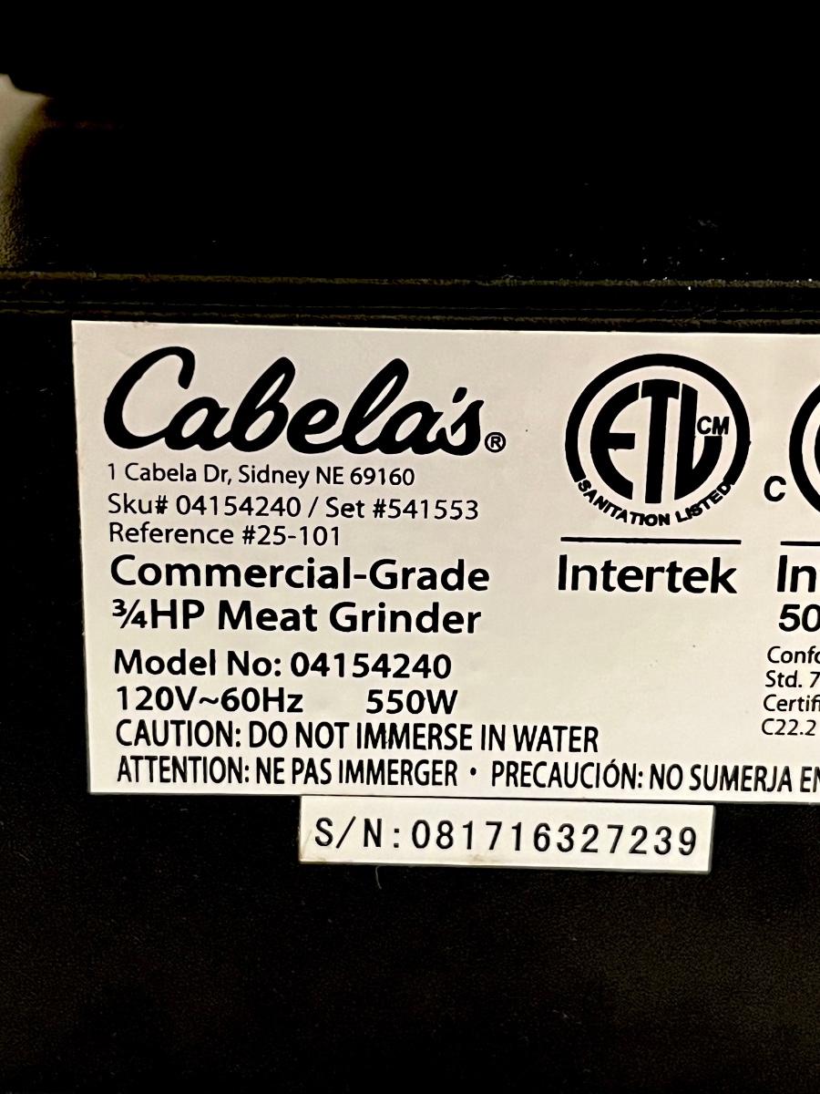 CABELA’S Carnivore Commercial Grade 3/4 HP Meat Grinder