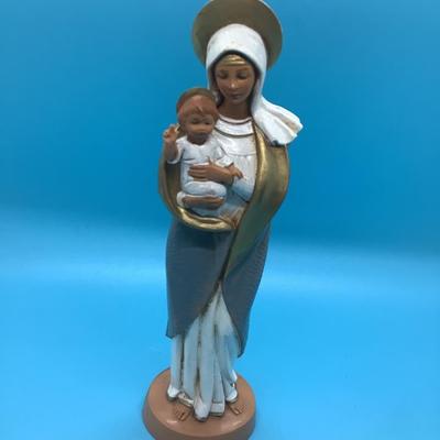 Lady of Snows, Mother and Child, Mary & Jesus, Fontanini of polymer-resin, Depose Italy 1987  7