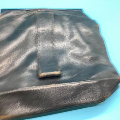 Vintage leather evening bag with Sterling Silver and Black Onyx Decoration, inside coin twist clasp pouch and pocket