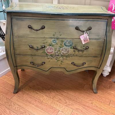 007 Floral Painted Three Drawer Chest