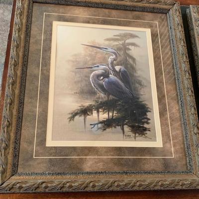 Two Signed and Framed RC Davis Lithographs - "Elegant Feathers 1 and Elegant Feathers 2"