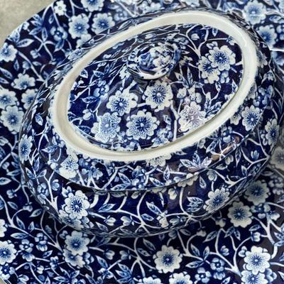 Royal Staffordshire England "Blue Calico" Creamer and Sugar Set