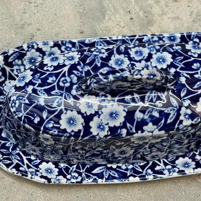 Royal Staffordshire England "Blue Calico" Butter Dish with Lid