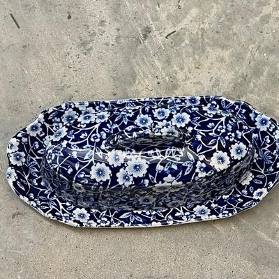 Royal Staffordshire England "Blue Calico" Butter Dish with Lid