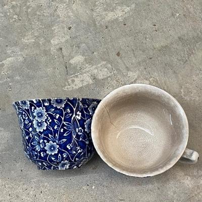 Two Royal Staffordshire England "Blue Calico" Coffee Cups