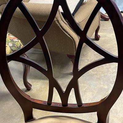 Vintage Bombay Oval Back Wood Accent Chair