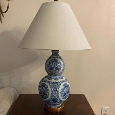 Vintage Ralph Lauren Blue and White Zen Koi Porcelain Lamp