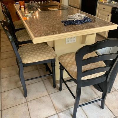 Four Vintage Wood Barstools