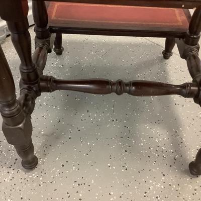 Late 19th Century English or American Library Steps, solid mahogany, the tread of the steps are leather, 19.5"W  21.5"deep,...