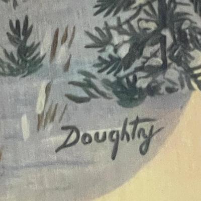 New Signed Terry Doughty Wooden Boat Paddle with Wolf Print