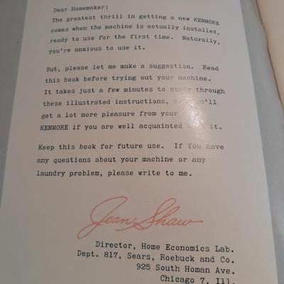 Antique Glass Lingerie Washboard, and Sears Kenmore Laundry Guide booklet