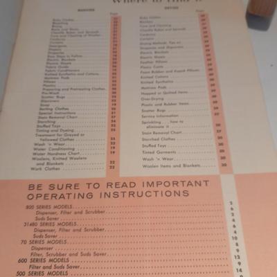 Antique Glass Lingerie Washboard, and Sears Kenmore Laundry Guide booklet