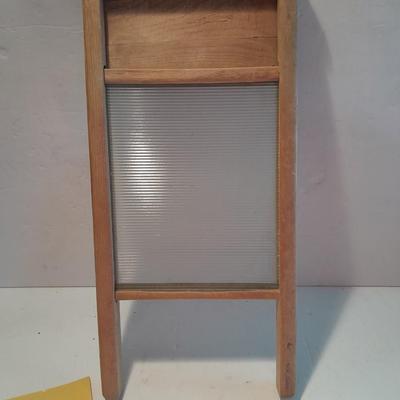 Antique Glass Lingerie Washboard, and Sears Kenmore Laundry Guide booklet