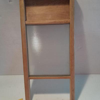 Antique Glass Lingerie Washboard, and Sears Kenmore Laundry Guide booklet