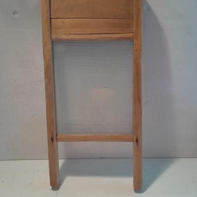 Antique Glass Lingerie Washboard, and Sears Kenmore Laundry Guide booklet