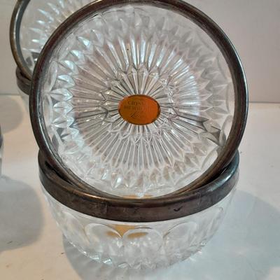Eight Leonard Italy Genuine Crystal and silver plate bowls
