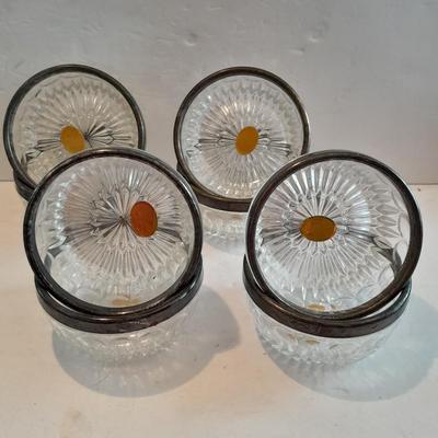 Eight Leonard Italy Genuine Crystal and silver plate bowls
