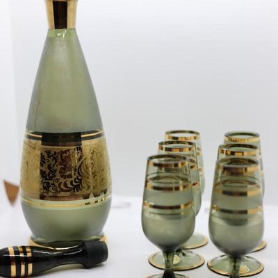 Czechoslovakia Decanter Set With (8) Glasses