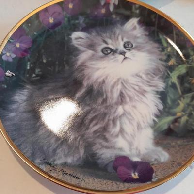 Six Franklin Mint Heirloom Numbered Limited Edition Persian cat plates with COA's