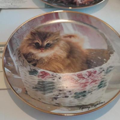 Six Franklin Mint Heirloom Numbered Limited Edition Persian cat plates with COA's