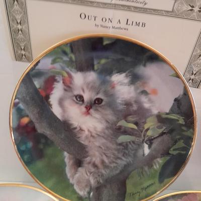 Six Franklin Mint Heirloom Numbered Limited Edition Persian cat plates with COA's