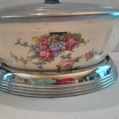 Antique Good Housekeeping bowl with KIG Daisy and Cane Pattern Depression Glass 6â€ Plates and Anchor Hocking 10-ounce bowls.