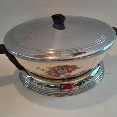 Antique Good Housekeeping bowl with KIG Daisy and Cane Pattern Depression Glass 6â€ Plates and Anchor Hocking 10-ounce bowls.