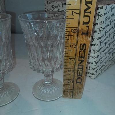 Eight Fostoria Monarch glasses in boxes
